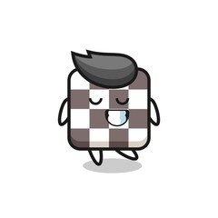 chess board cartoon illustration with a shy expression