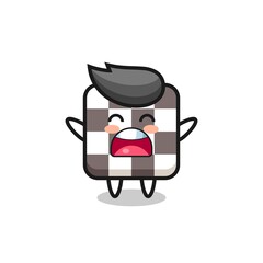 cute chess board mascot with a yawn expression