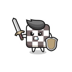 cute chess board soldier fighting with sword and shield