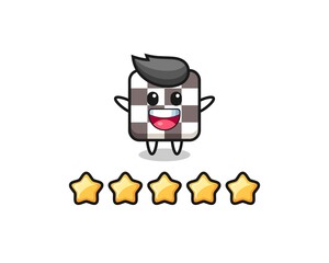 the illustration of customer best rating, chess board cute character with 5 stars