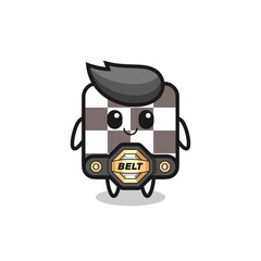 the MMA fighter chess board mascot with a belt