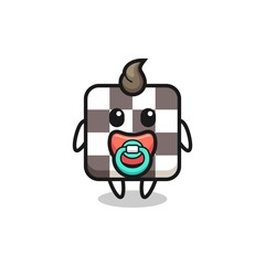 baby chess board cartoon character with pacifier
