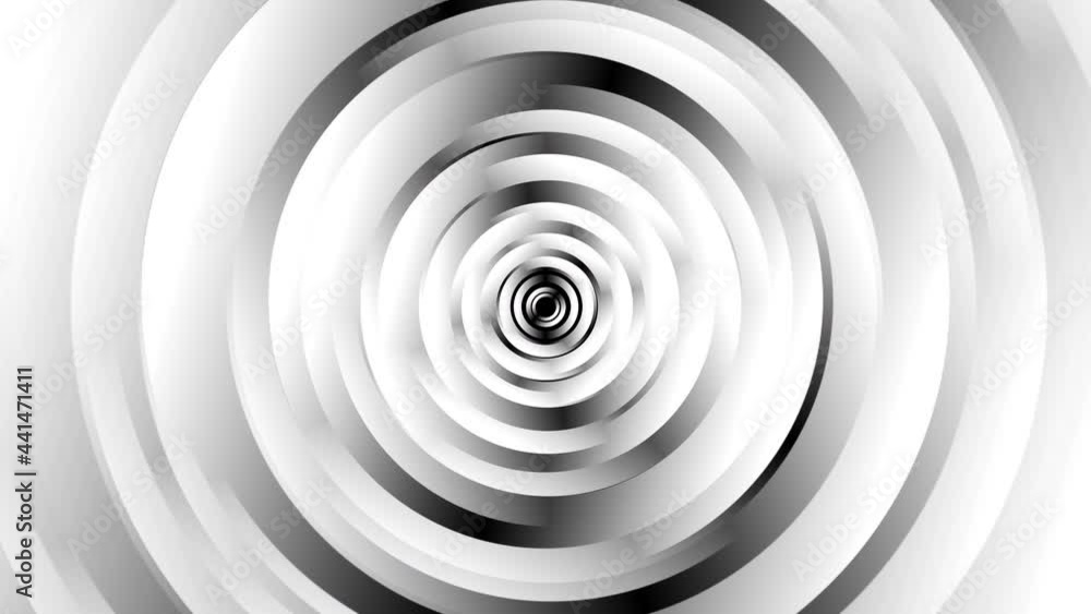 Poster geometric black and white shapes with spinning motion, computer generated. 3d rendering of abstract 