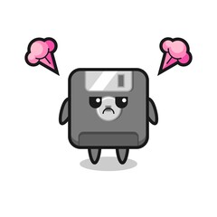 annoyed expression of the cute floppy disk cartoon character
