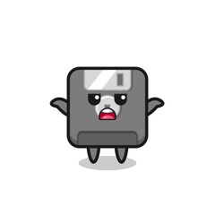 floppy disk mascot character saying I do not know