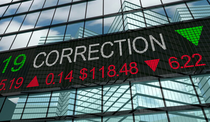 Correction Stock Market Share Prices Financial Decline Fall Loss 3d Illustration