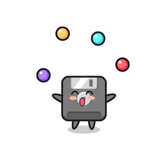 the floppy disk circus cartoon juggling a ball