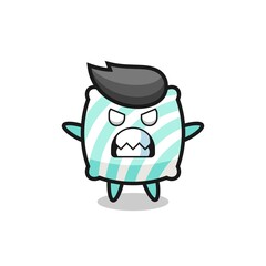wrathful expression of the pillow mascot character