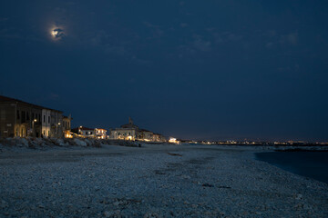 seaside  Italian town late in the evening after sunset in summer