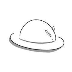 Hand drawn illustration of snow rabbit in simple drawing 