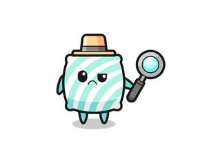 the mascot of cute pillow as a detective