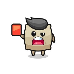 sack cute mascot as referee giving a red card