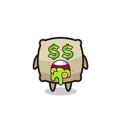 sack character with an expression of crazy about money