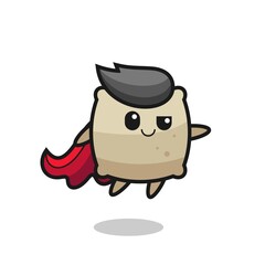 cute sack superhero character is flying
