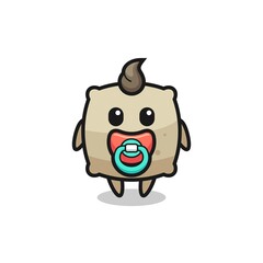 baby sack cartoon character with pacifier