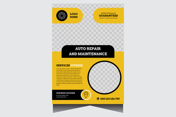 Repair and servicing flyer vector design template