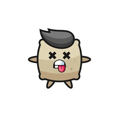 character of the cute sack with dead pose