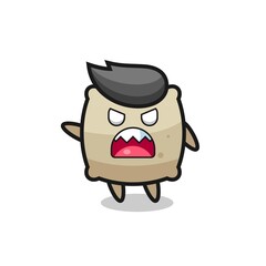 cute sack cartoon in a very angry pose