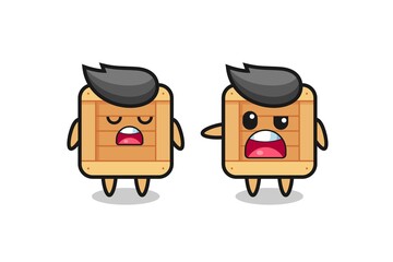 illustration of the argue between two cute wooden box characters