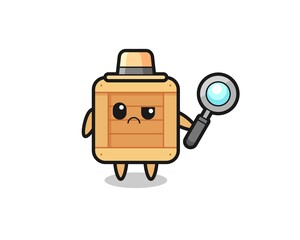the mascot of cute wooden box as a detective