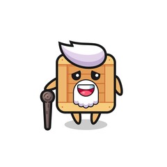 cute wooden box grandpa is holding a stick