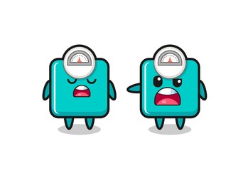 illustration of the argue between two cute weight scale characters