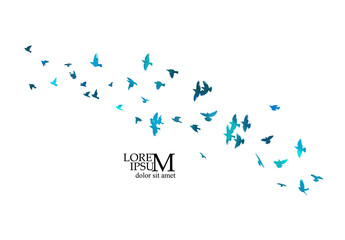 A flock of blue birds. Vector illustration