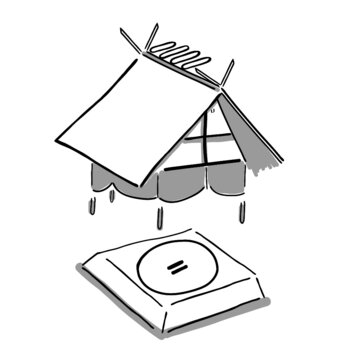 Hand drawn illustration of the Japanese national sports Sumo wrestling stage in simple icon drawing