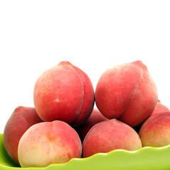 ripe peach on white background