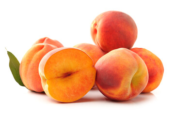 Fototapeta na wymiar ripe peach on white background 