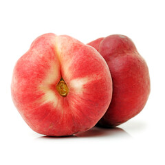 ripe peach on white background