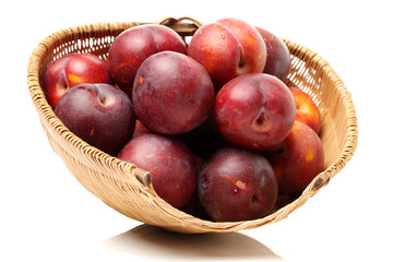 Plums plum prunes prune fresh fruit on white background