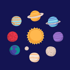Solar system colorful vector illustration