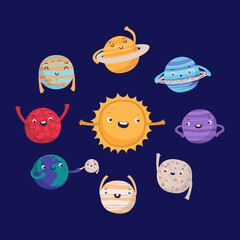 Funny Solar System colorful illustration
