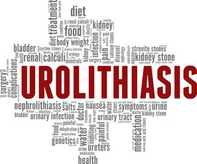 Fototapeta premium Urolithiasis vector illustration word cloud isolated on a white background.
