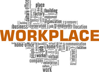Fototapeta na wymiar Workplace vector illustration word cloud isolated on a white background.