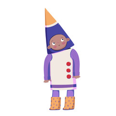 Kid in a fancy dress of a rocket vector illustration