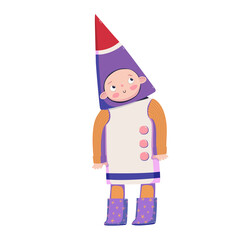 Kid in a fancy dress of a rocket vector illustration