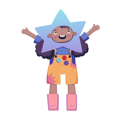 Star girl colorful vector illustration