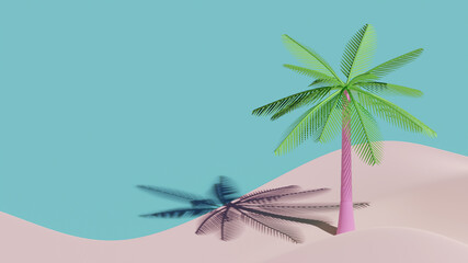 Summer Landing Page Template With Coconut Tree 3D Rendering