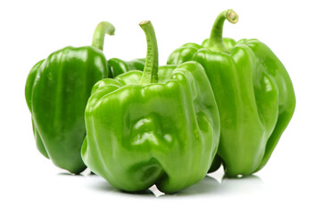 fresh green bell pepper (capsicum) on a white background