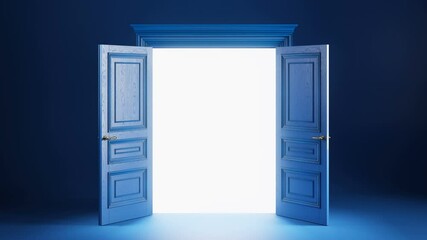 Double doors open. Animation with luma matte, 4k