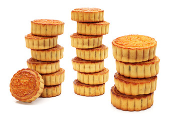 Mid-Autumn Festival moon cake on white background
