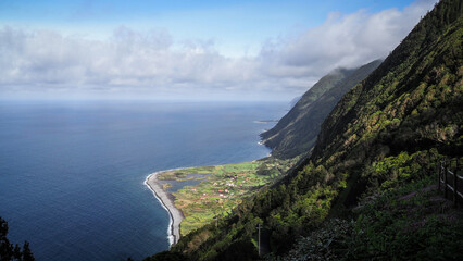 Fototapeta na wymiar The landscape of Sao Jorge Island in the Azores
