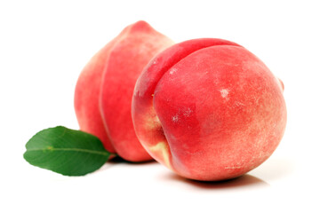 ripe peach on white background 