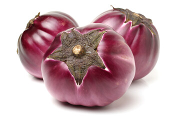 purple eggplant on white background.