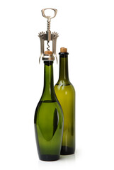 wine bottle and corkscrew