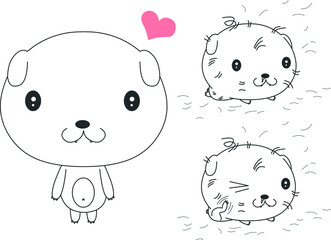 흰색강아지 캐릭터_털이 빠지고 몸을 긁는 강아지
