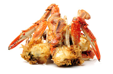 Cooked river crab isolated in white background