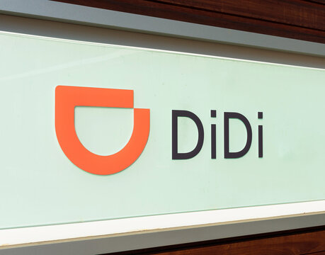 DiDi logo, sign at Silicon Valley office of DiDi Chuxing, Chinese transportation company - Mountain View, California, USA - 2021